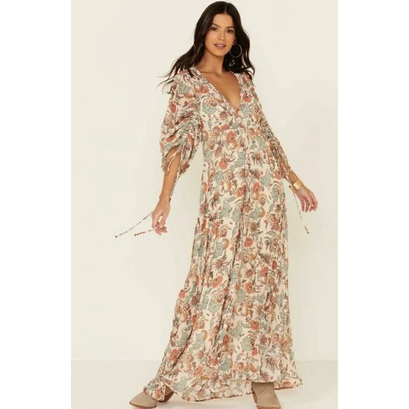 Free People Earth Folk Maxi Dress in Tea Combo - Picture 2 of 11
